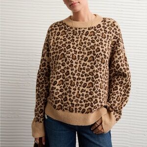 American Eagle Leopard Sweater - Beige/Brown
